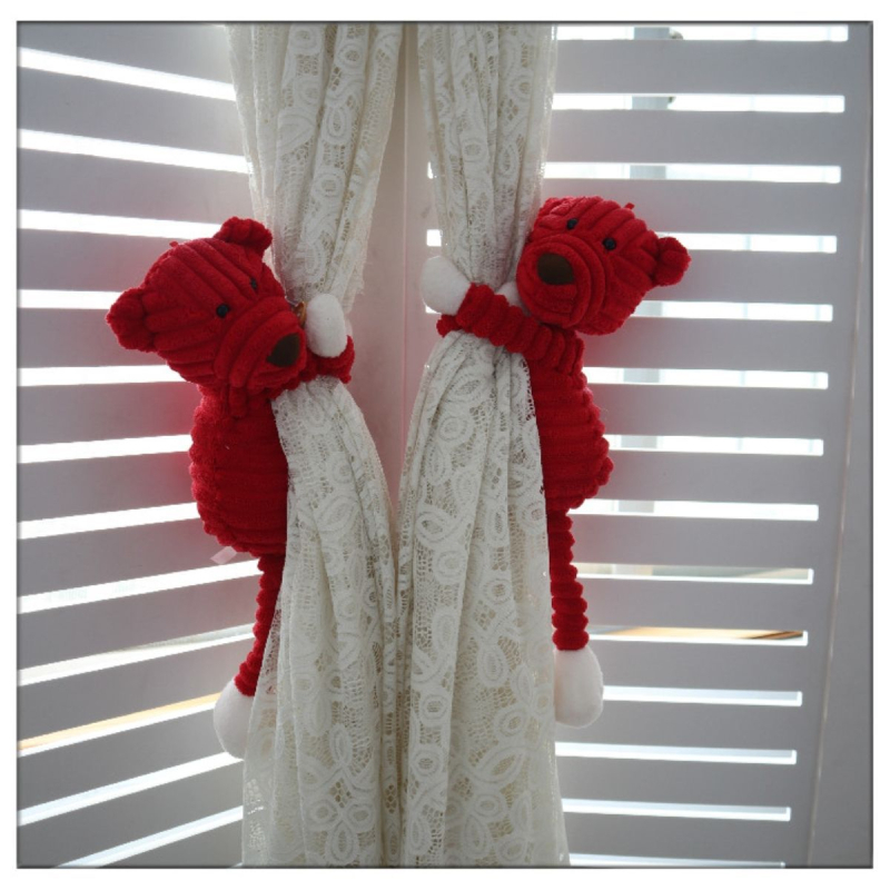 Mediniai užuolaidų raišteliai – dryžuoto miško gyvūnų motyvas, modernus minimalistinis stilius, pora