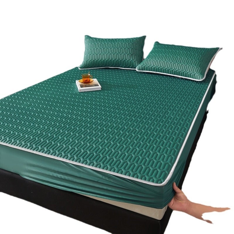 Latekso čiužinio kilimėlių rinkinys (trys dalys), natūralus lateksas, latekso kiekis 70–80%, pritaikymas, audimas: spauda, stilius: korėjietiškas.