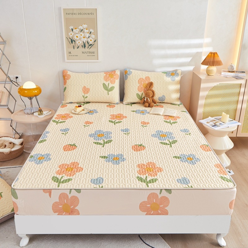 Latekso čiužinio kilimėlių rinkinys (trys dalys), natūralus lateksas, latekso kiekis 70–80%, pritaikymas, audimas: spauda, stilius: korėjietiškas.