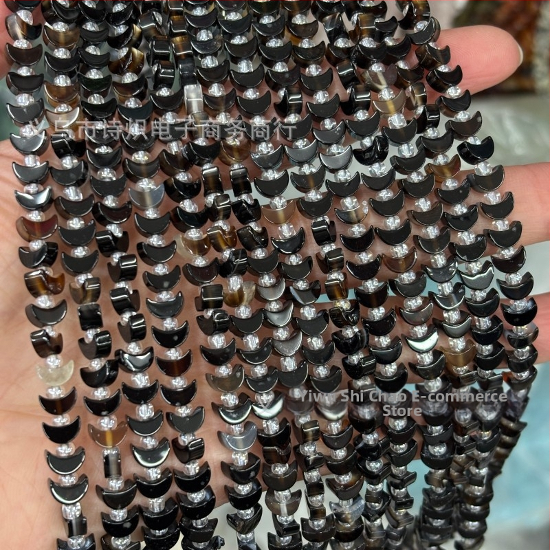 DIY dijelovi za nakit — agatne perle s dizajnom mjeseca, ručno polirane, prirodni uzorak