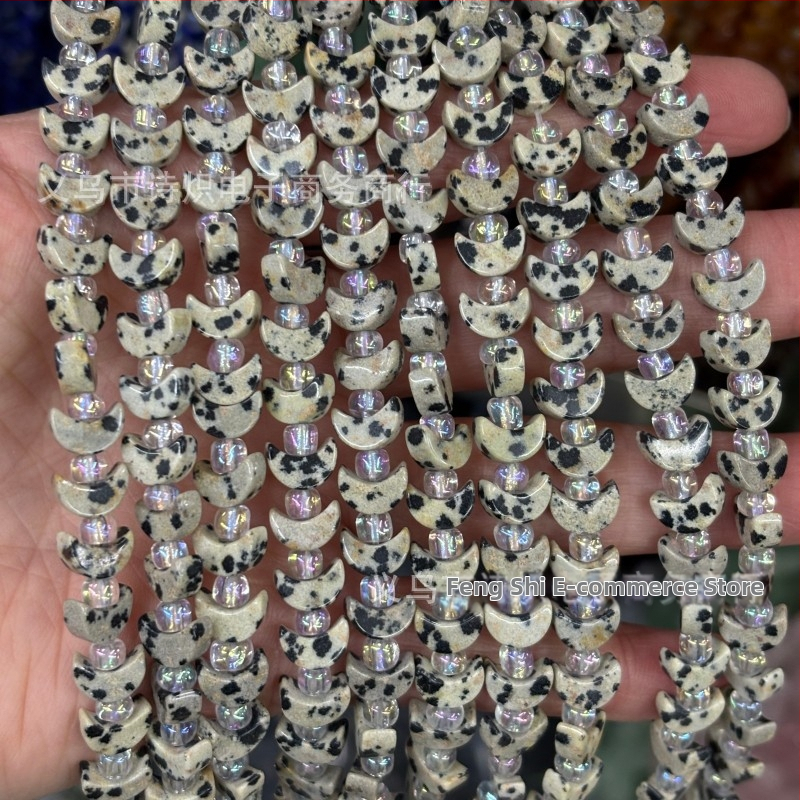 DIY dijelovi za nakit — agatne perle s dizajnom mjeseca, ručno polirane, prirodni uzorak