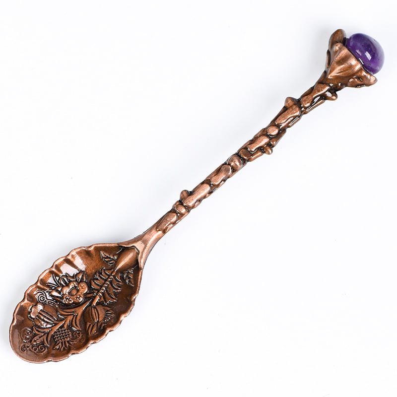 Ametistno kristalna žlica za kavu – vintage ukrašena miješalica, nepravilna polirana žlica za desert od kamena; Materijal: ametist; Marka: Supreme Good Square; Stil: Moderna jednostavnost; Težina: 0.1 kg; Pakiranje: PP vrećica