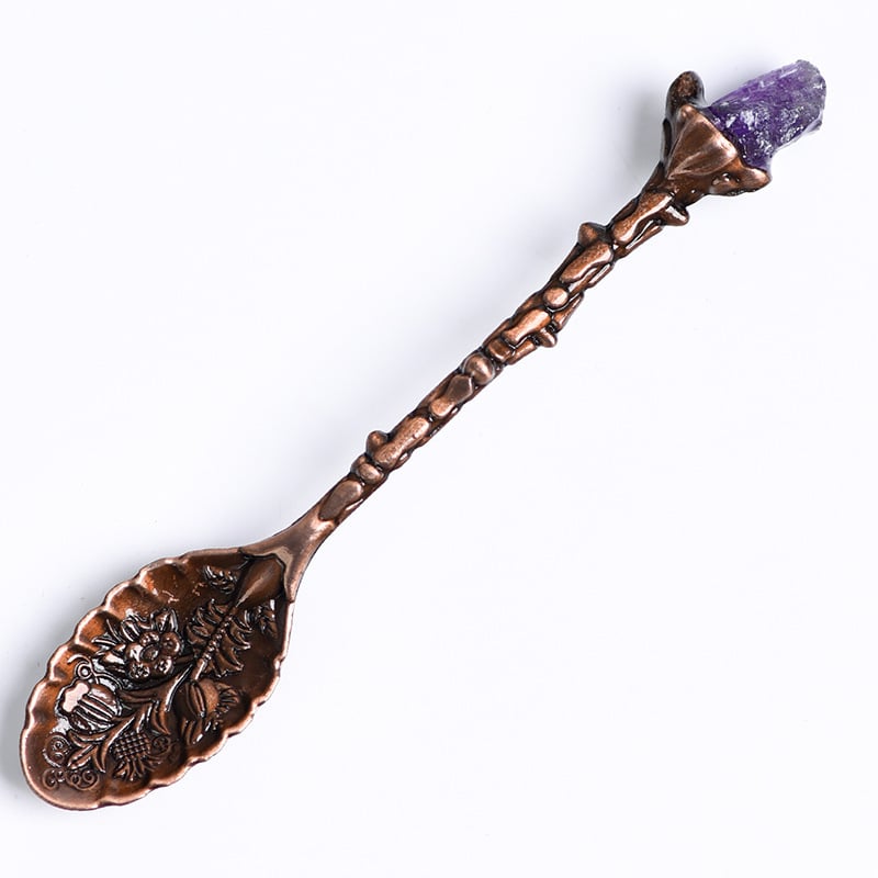 Ametistno kristalna žlica za kavu – vintage ukrašena miješalica, nepravilna polirana žlica za desert od kamena; Materijal: ametist; Marka: Supreme Good Square; Stil: Moderna jednostavnost; Težina: 0.1 kg; Pakiranje: PP vrećica