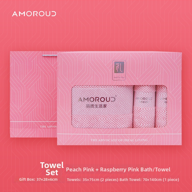 Mufando Dovanų komplektas vonios rankšluosčiams – Elegantiški prabangūs rankšluosčiai, Coral Fleece, 280 g, Siuvimas, Dovanų Dėžutė