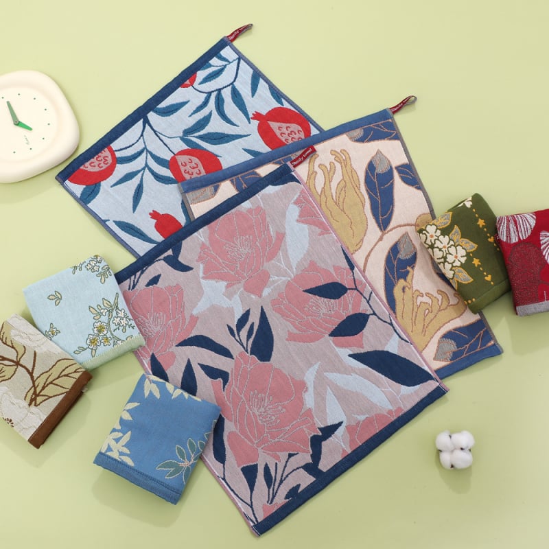 100% pamut arc törölköző, négy réteg, jacquard szövés, nemzeti stílusú motívum, logó nyomtatás