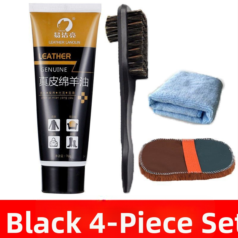Set na leštenie kožených topánok – pevný vosk, údržbový olej a súprava čistiacich štetcov