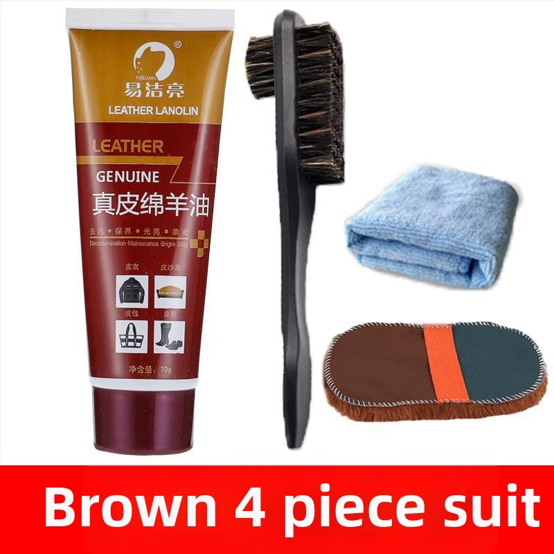 Bőr cipőpolírozó készlet – szilárd polírozó, karbantartó olaj és tisztító kefék készlet