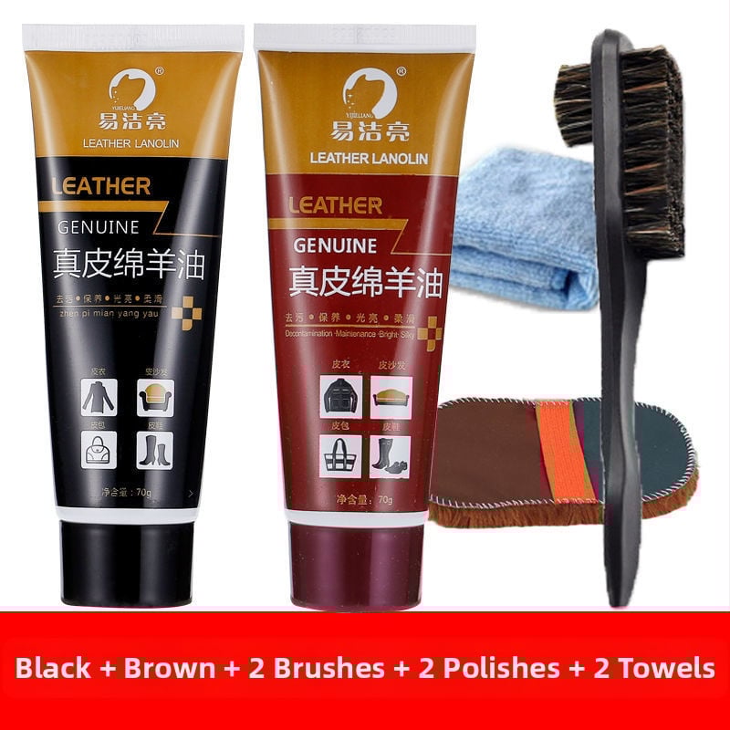 Bőr cipőpolírozó készlet – szilárd polírozó, karbantartó olaj és tisztító kefék készlet