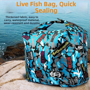 Чанта за живи риби – удебелена, издръжлива, оксигенирана, сгъваема и преносима с предпазна кофа