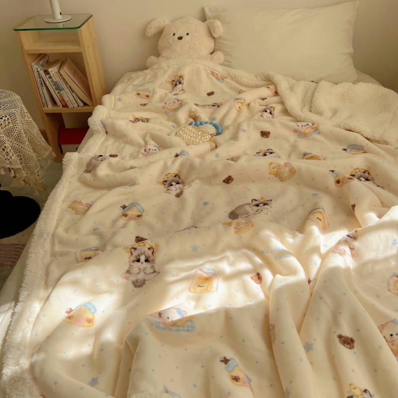 Multikas kass plüüs tekk, paks Milk Velvet kattega, talve une jaoks hubane, kohandatav