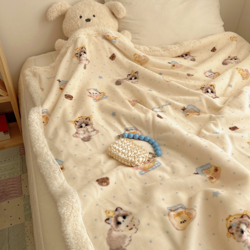 Multikas kass plüüs tekk, paks Milk Velvet kattega, talve une jaoks hubane, kohandatav