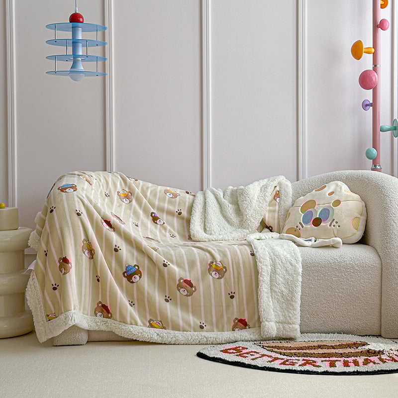 Kõrge kaaluga tekk mustriga lastele ja imikutele, pilvepehme Sherpa fleece, sobib kevadeks ja sügiseks, lihtne ja moodne stiil