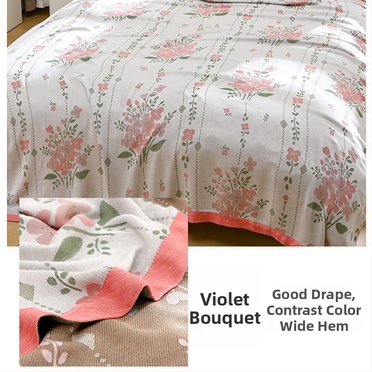 Bambuszrostból készült takaró – hűs Ice Silk érzet, egész évben használható, virágos minta, modern minimalist stílus, súly 800-999 g