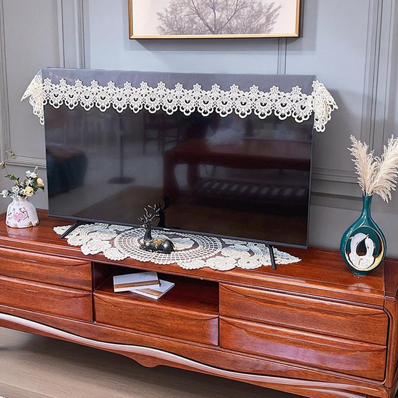 Televizora pārsegs no auduma, moderns minimālistiskais stils, sietveida mežģīne, pret putekļiem, pielāgojams