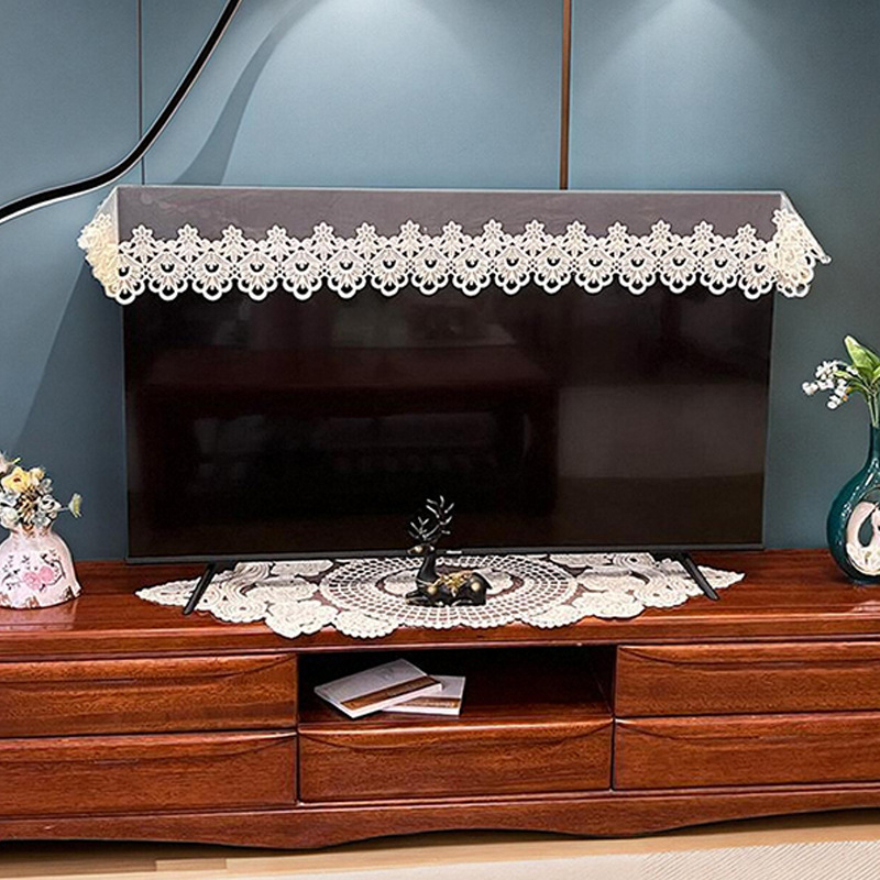 Televizora pārsegs no auduma, moderns minimālistiskais stils, sietveida mežģīne, pret putekļiem, pielāgojams