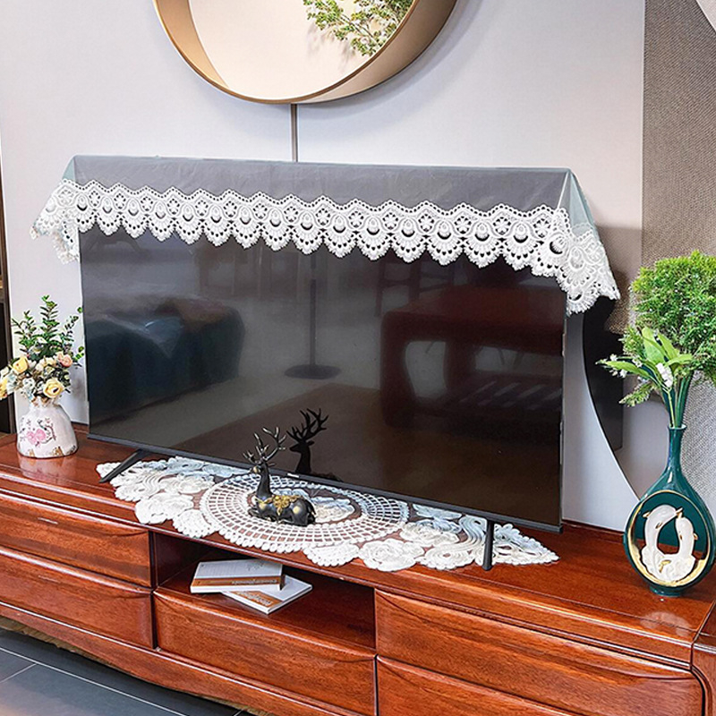 Televizora pārsegs no auduma, moderns minimālistiskais stils, sietveida mežģīne, pret putekļiem, pielāgojams