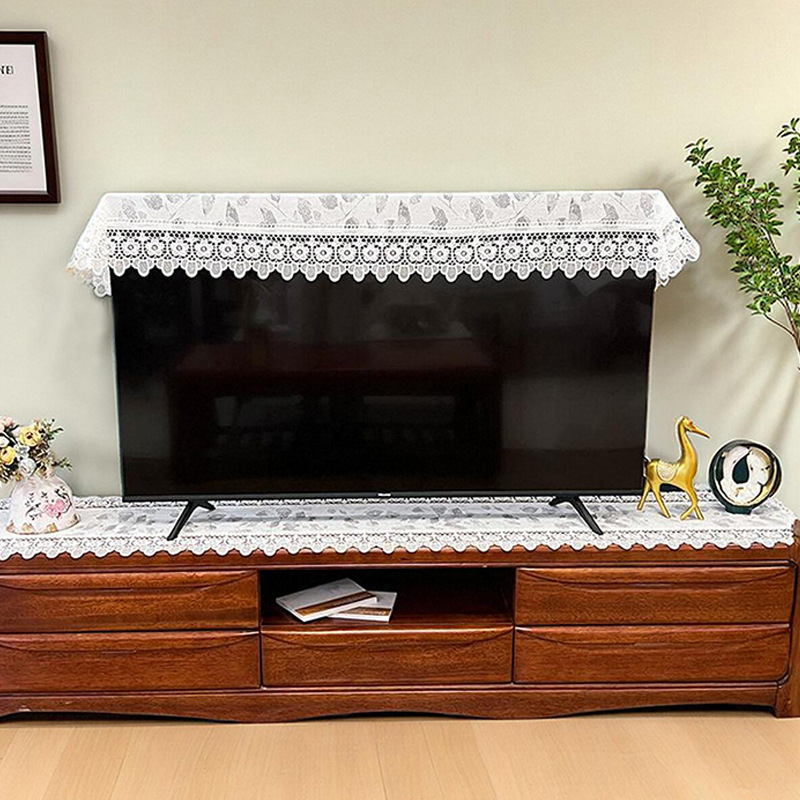 Televizora pārsegs no auduma, moderns minimālistiskais stils, sietveida mežģīne, pret putekļiem, pielāgojams