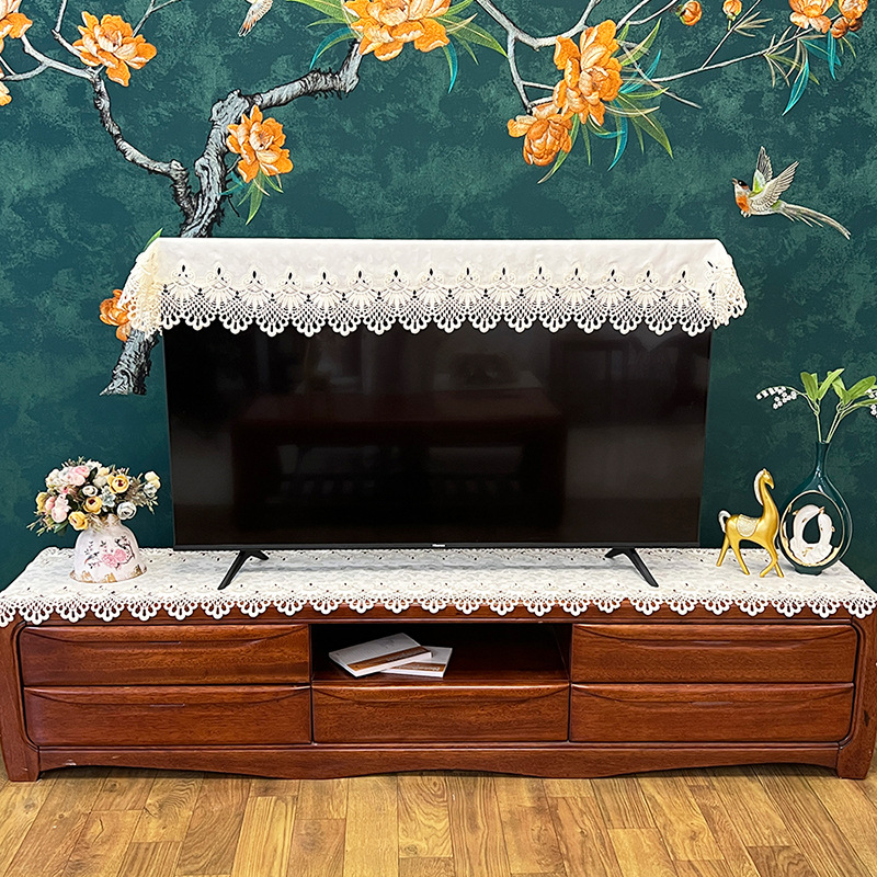 Televizora pārsegs no auduma, moderns minimālistiskais stils, sietveida mežģīne, pret putekļiem, pielāgojams