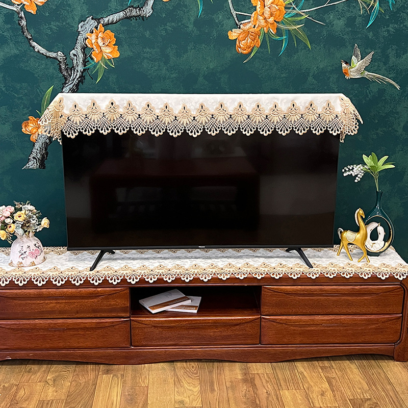 Televizora pārsegs no auduma, moderns minimālistiskais stils, sietveida mežģīne, pret putekļiem, pielāgojams