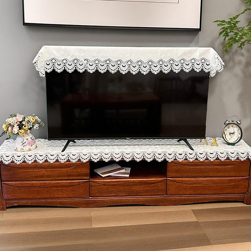 Televizora pārsegs no auduma, moderns minimālistiskais stils, sietveida mežģīne, pret putekļiem, pielāgojams