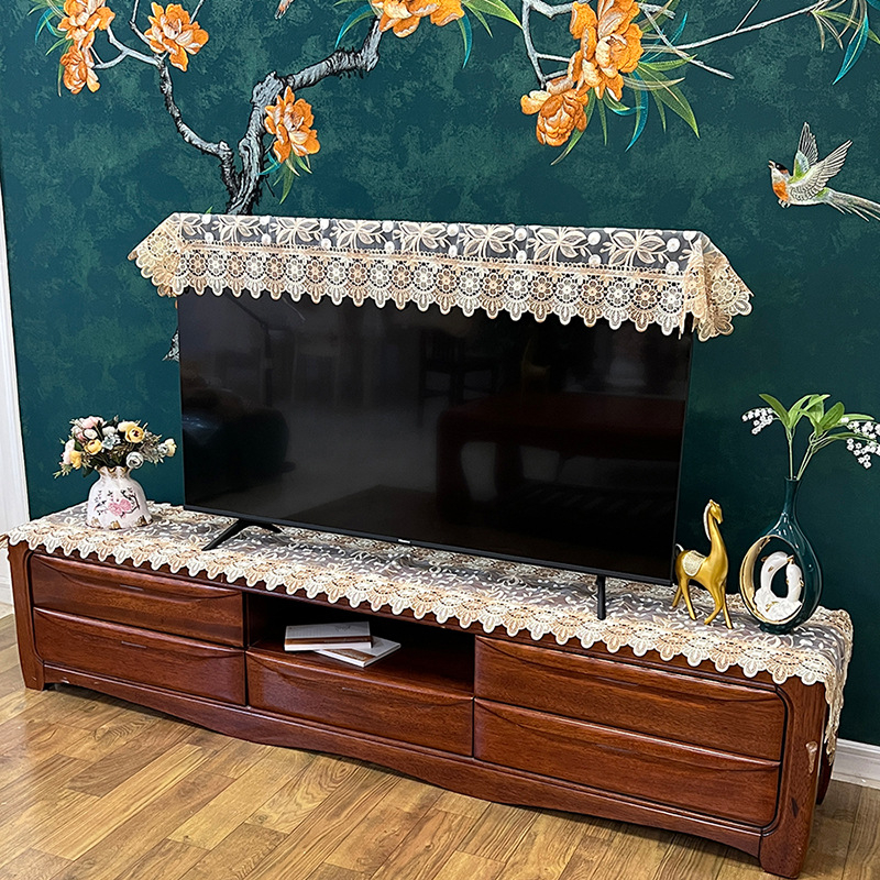 Televizora pārsegs no auduma, moderns minimālistiskais stils, sietveida mežģīne, pret putekļiem, pielāgojams