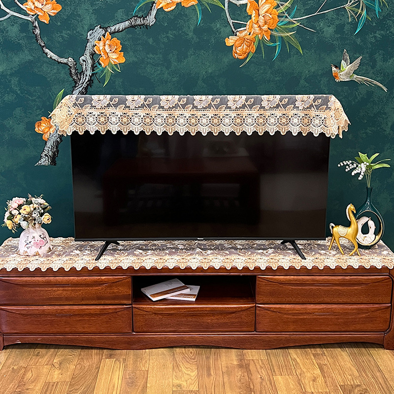 Televizora pārsegs no auduma, moderns minimālistiskais stils, sietveida mežģīne, pret putekļiem, pielāgojams