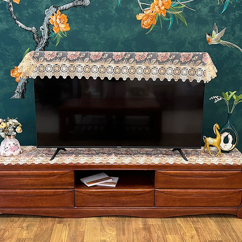 Televizora pārsegs no auduma, moderns minimālistiskais stils, sietveida mežģīne, pret putekļiem, pielāgojams