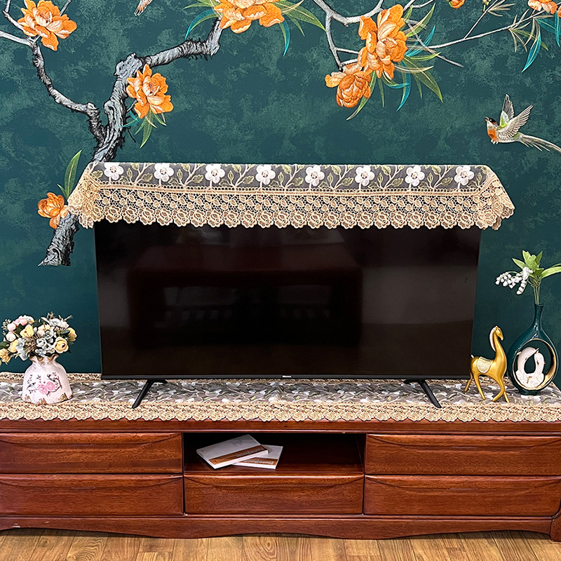 Televizora pārsegs no auduma, moderns minimālistiskais stils, sietveida mežģīne, pret putekļiem, pielāgojams