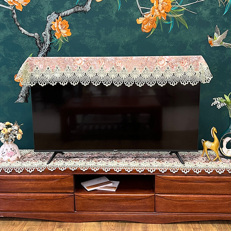 Televizora pārsegs no auduma, moderns minimālistiskais stils, sietveida mežģīne, pret putekļiem, pielāgojams