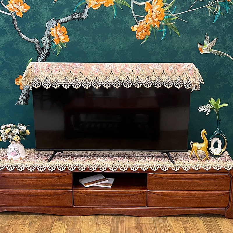 Televizora pārsegs no auduma, moderns minimālistiskais stils, sietveida mežģīne, pret putekļiem, pielāgojams