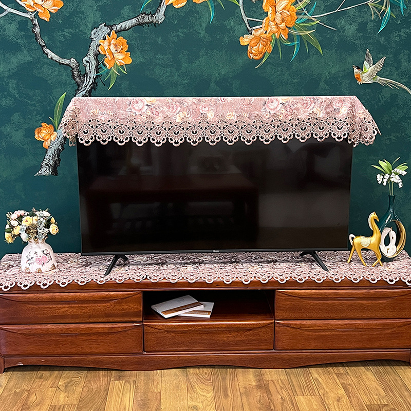 Televizora pārsegs no auduma, moderns minimālistiskais stils, sietveida mežģīne, pret putekļiem, pielāgojams