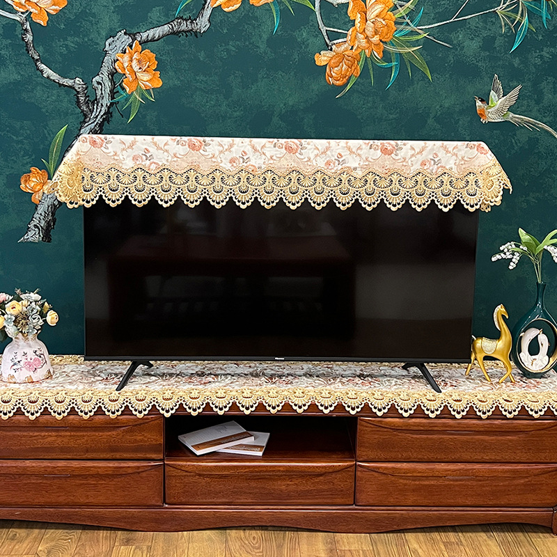 Televizora pārsegs no auduma, moderns minimālistiskais stils, sietveida mežģīne, pret putekļiem, pielāgojams