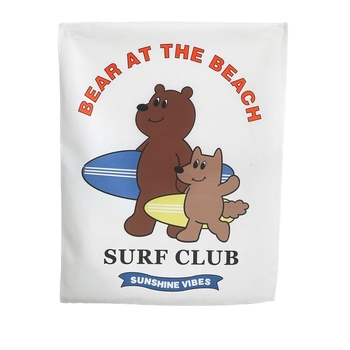 Zidni gobelin, pravokutnog oblika, 100% poliester, motiv krajolika s medvjedima i cvijećem, digitalni toplinski prijenos tiska, pogodna za dnevni boravak, spavaću sobu i vanjske prostore