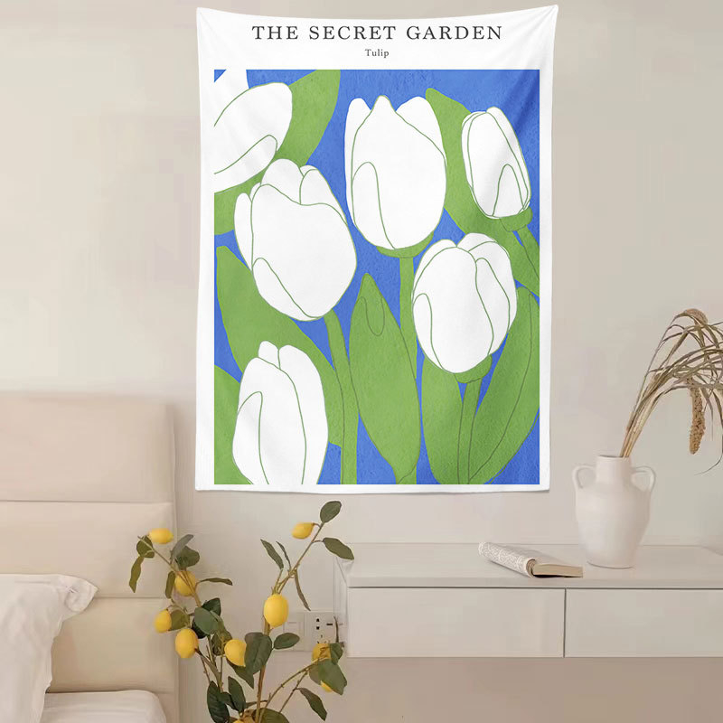 Zidni gobelin, pravokutnog oblika, 100% poliester, motiv krajolika s medvjedima i cvijećem, digitalni toplinski prijenos tiska, pogodna za dnevni boravak, spavaću sobu i vanjske prostore