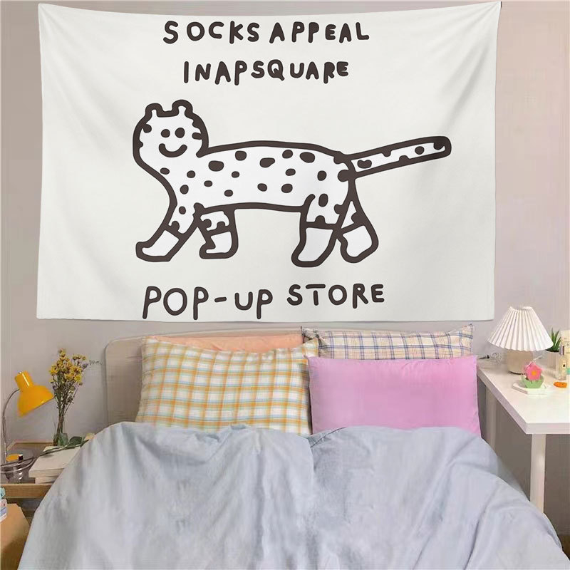 Zidni gobelin, pravokutnog oblika, 100% poliester, motiv krajolika s medvjedima i cvijećem, digitalni toplinski prijenos tiska, pogodna za dnevni boravak, spavaću sobu i vanjske prostore