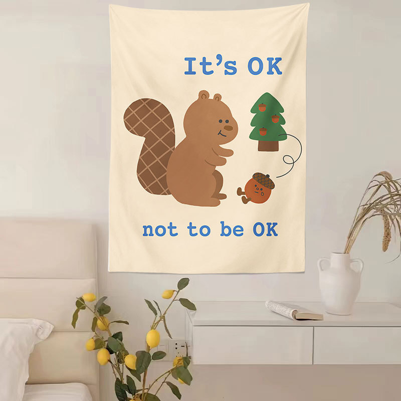 Zidni gobelin, pravokutnog oblika, 100% poliester, motiv krajolika s medvjedima i cvijećem, digitalni toplinski prijenos tiska, pogodna za dnevni boravak, spavaću sobu i vanjske prostore