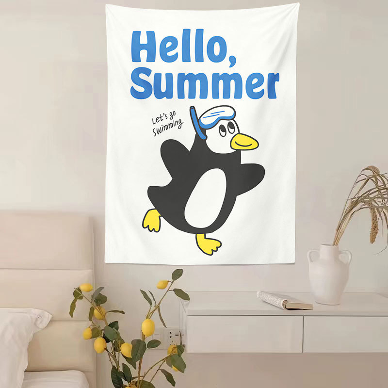 Zidni gobelin, pravokutnog oblika, 100% poliester, motiv krajolika s medvjedima i cvijećem, digitalni toplinski prijenos tiska, pogodna za dnevni boravak, spavaću sobu i vanjske prostore