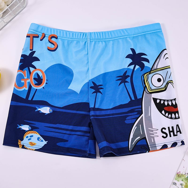Vaikų plaukimo šortai su karikatūrų spauda, kvėpuojantys, greitai džiūstantys; audinys poliesteris 88%, vidinis pamušalas 12%