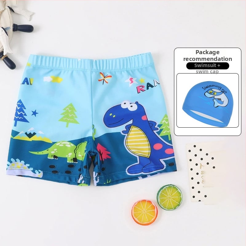 Vaikų plaukimo šortai su karikatūrų spauda, kvėpuojantys, greitai džiūstantys; audinys poliesteris 88%, vidinis pamušalas 12%