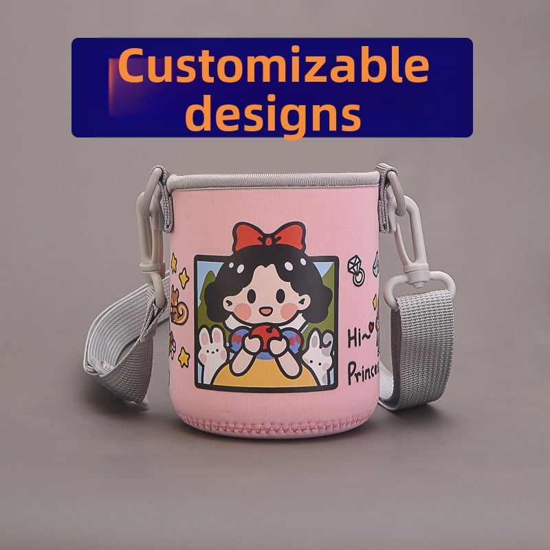 Laste tassiümbris - karikatuurne disain, kanga materjal, kohandamine saadaval, logotüübi trükkimine võimalik, esmaklassiline kvaliteet