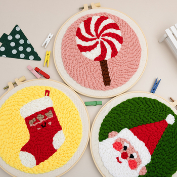 Ojindiy Punch Needle Adatu Komplekts – Kokvilna, Svētku Raksts, DIY Audumu Izšūšana