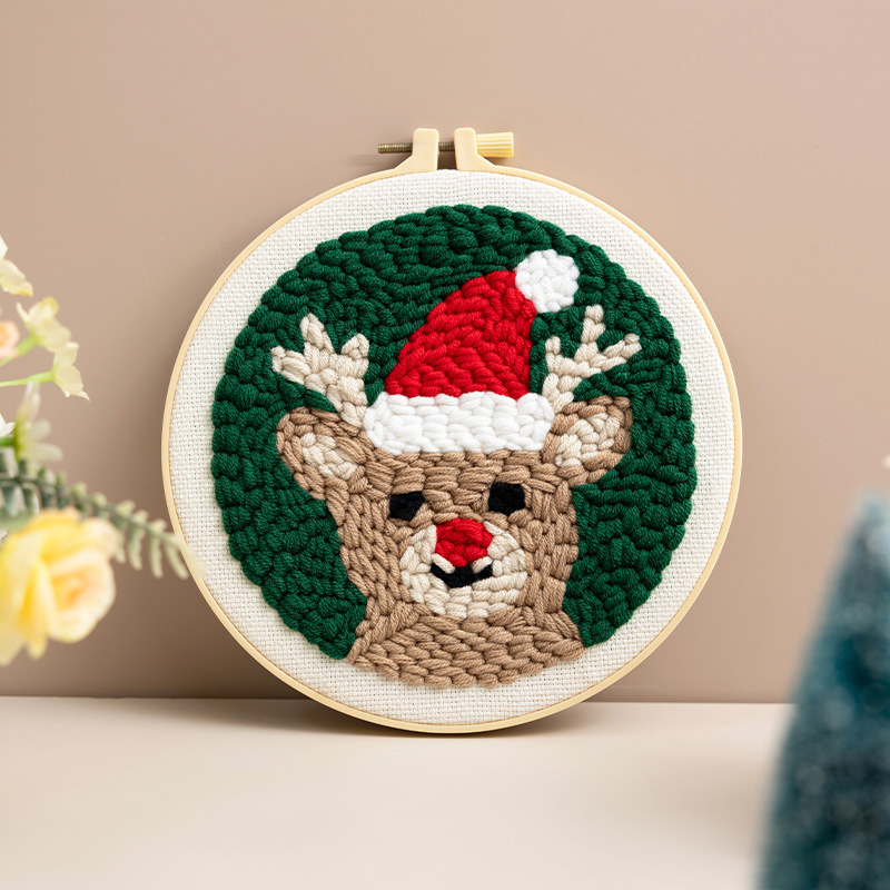 Ojindiy Punch Needle Adatu Komplekts – Kokvilna, Svētku Raksts, DIY Audumu Izšūšana