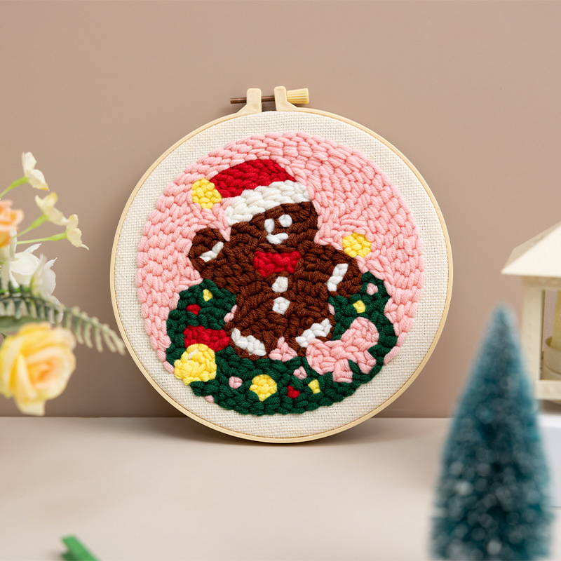 Ojindiy Punch Needle Adatu Komplekts – Kokvilna, Svētku Raksts, DIY Audumu Izšūšana