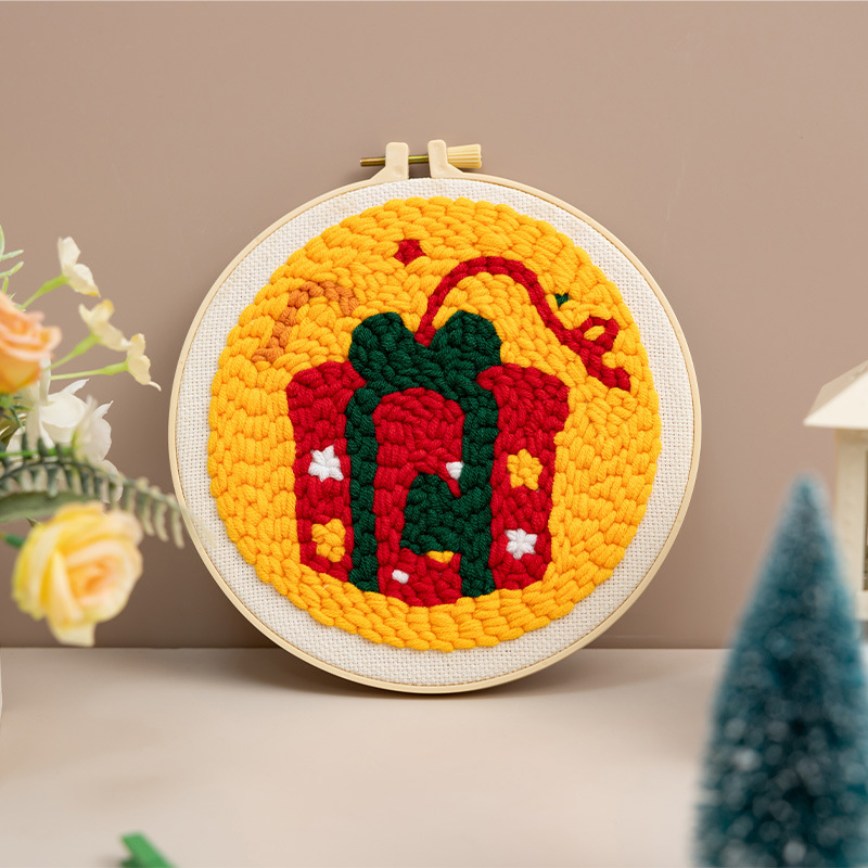 Ojindiy Punch Needle Adatu Komplekts – Kokvilna, Svētku Raksts, DIY Audumu Izšūšana