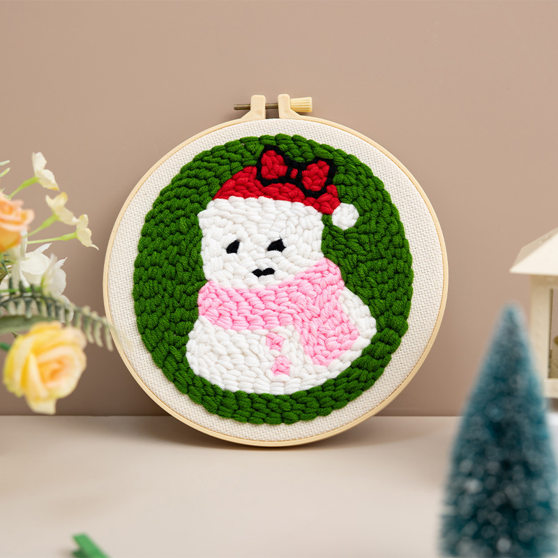 Ojindiy Punch Needle Adatu Komplekts – Kokvilna, Svētku Raksts, DIY Audumu Izšūšana