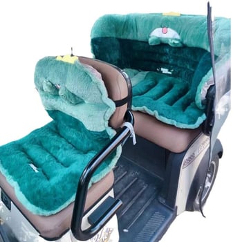 Elektrinis triciklas žieminei sėdynės pagalvė su nugaros atrama, integruotas gaubtas, fleece audinys priekinėms ir galinėms sėdynėms