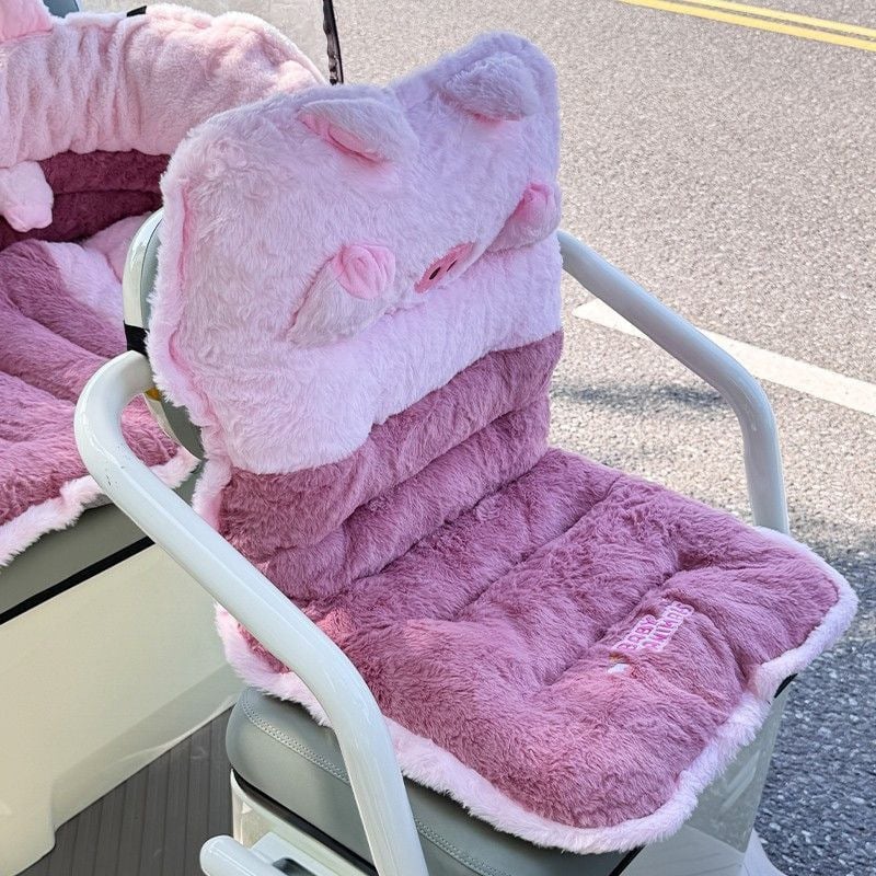 Elektrinis triciklas žieminei sėdynės pagalvė su nugaros atrama, integruotas gaubtas, fleece audinys priekinėms ir galinėms sėdynėms