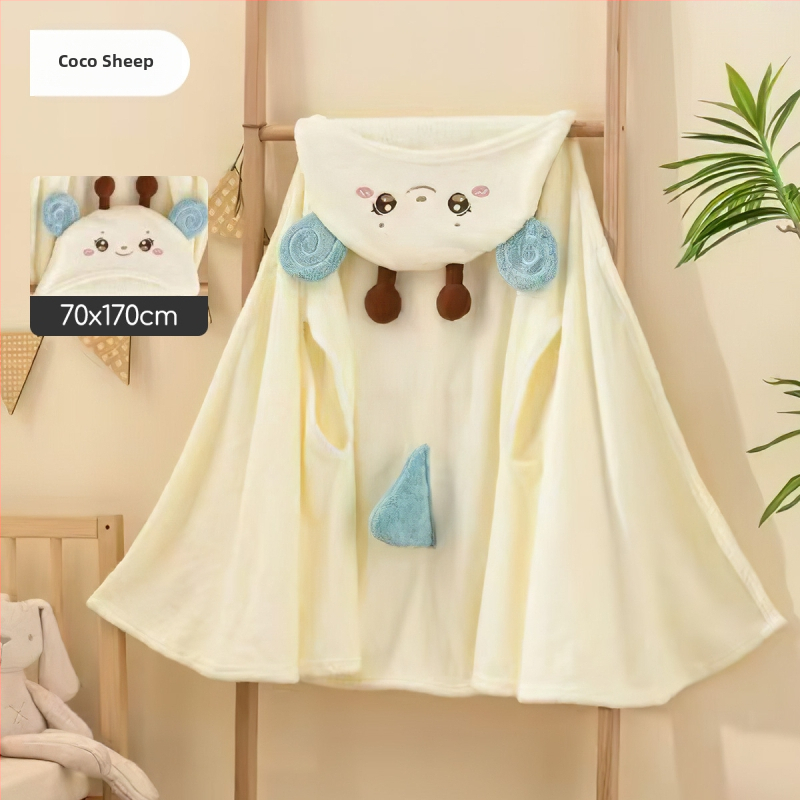 Vaikų nešiojamas vonios chalatas iš coral fleece, sugeria vandenį ir greitai džiūsta, audinio svoris 100–120 g/m², tinkamas plaukiojimui ir maudynėms