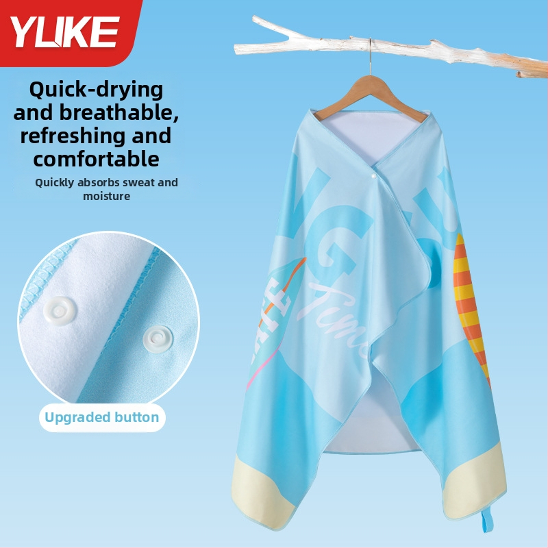 Yuke Detský rýchloschnúci uterák na plávanie – absorbujúci plášť do kúpeľa, 200-300 g, Jacquard 16 vlákien, šitie