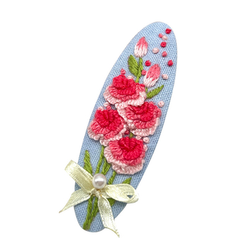 Etno stila krustdūruma komplekts matu spraudnim ūdens piliena formā ar ziedu motīvu